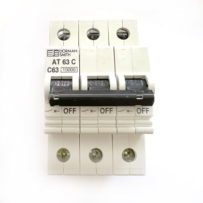 Dorman Smith AT63C Old Style C63 63A 63 Amp 3 Pole Phase MCB Circuit Breaker Type C
